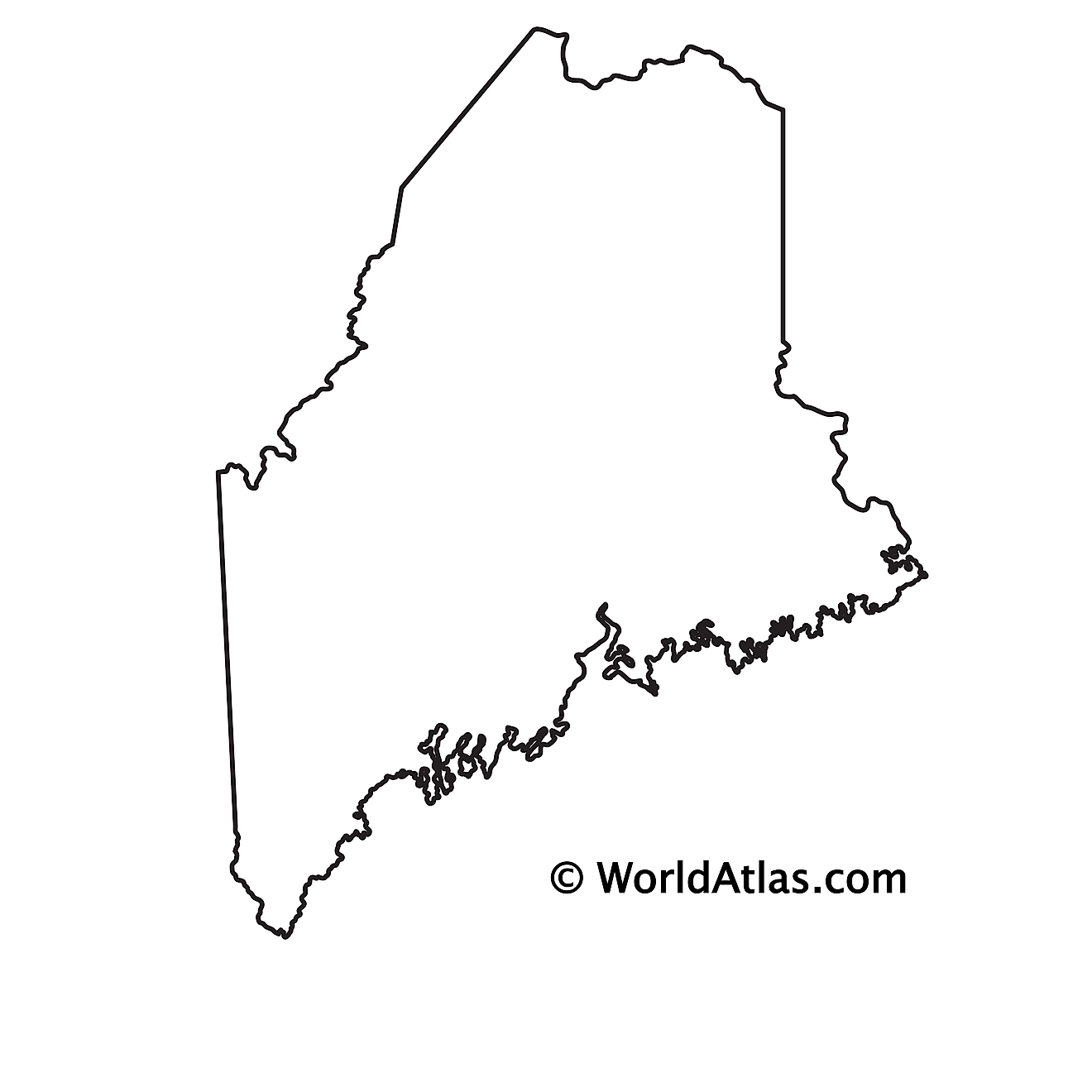 Blank Outline Map of Maine