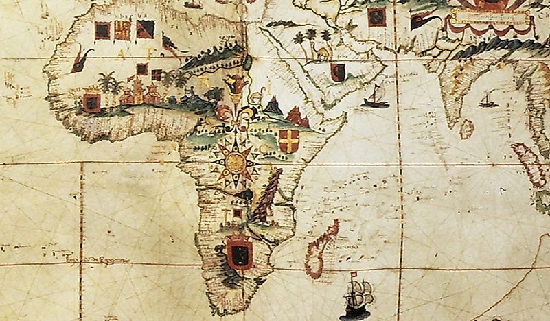 A map, published in Portugal in 1623, showing a representation of Africa as understood by colonizers.