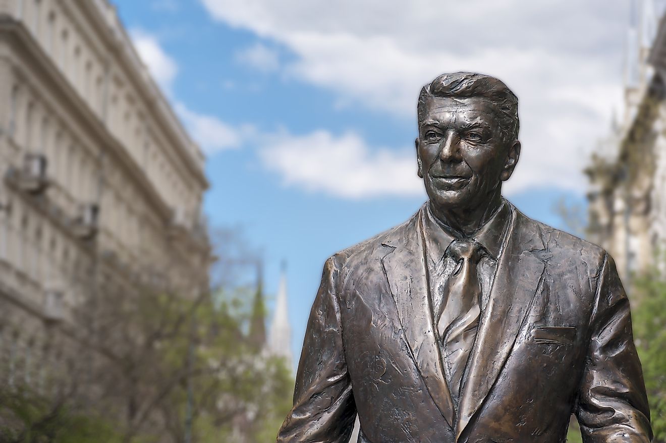 A statue of the 40th US President erected in Budapest, Hungary. Some credit Reagan's diplomacy with helping to topple the former USSR & Eastern Bloc.