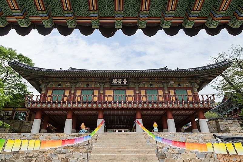 Bojeru Pavilion at the Beomeosa Buddhist Temple in Busan, South Korea.