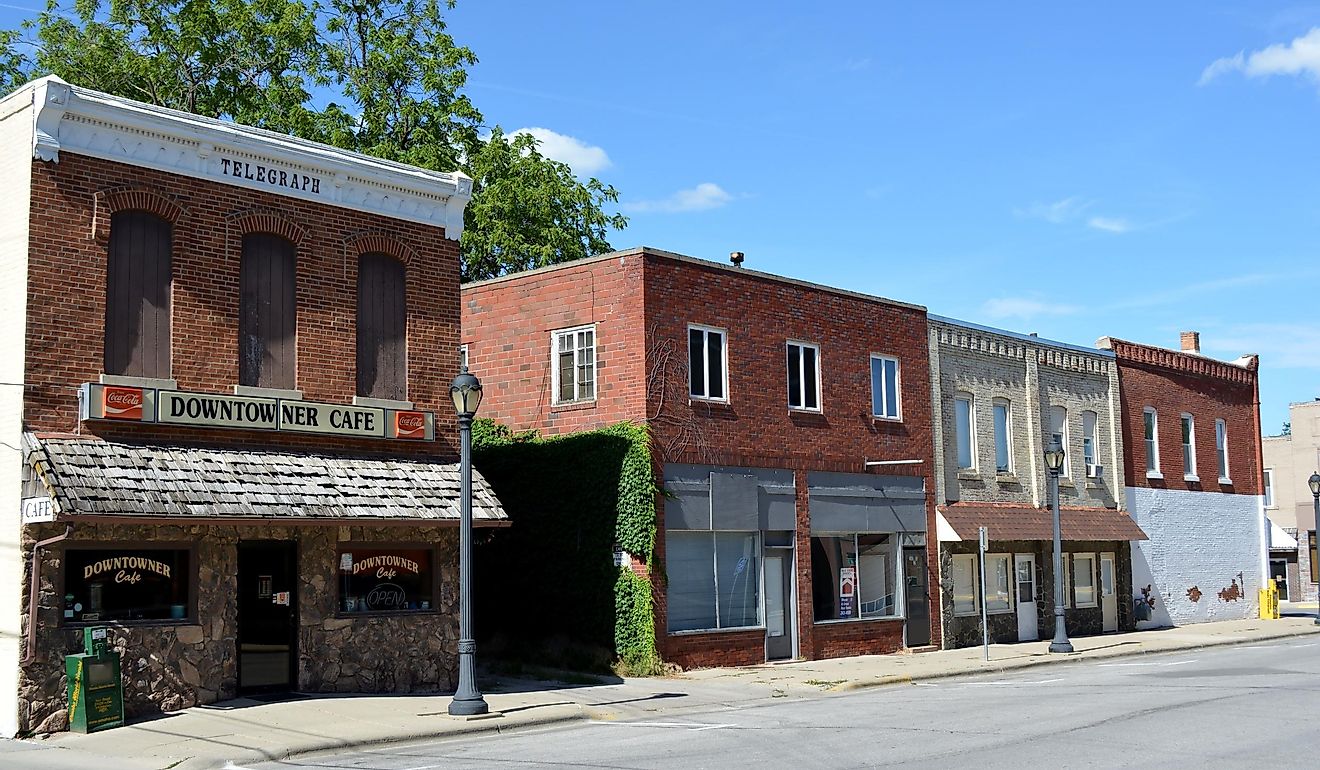 View of part of the downtown of Atlantic, Iowa, the county seat of Cass County. Editorial credit: dustin77a / Shutterstock.com