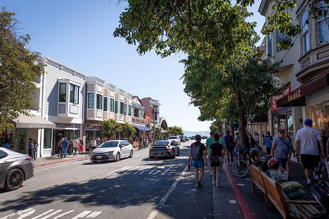Main street of Sausalito, California. Image credit bluestork via Shutterstock.com