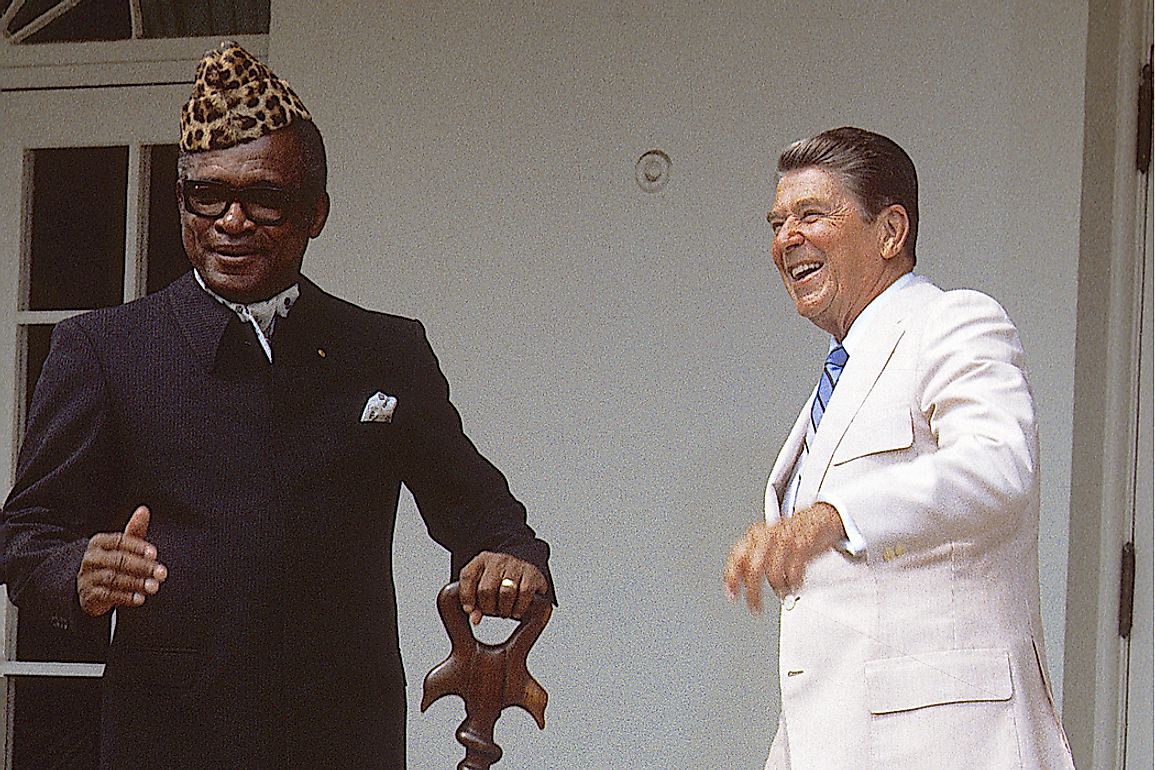 President Mobutu Sese Seko of Zaire (left) is considered one of the most corrupt leaders of the 20th century. Editorial credit: mark reinstein / Shutterstock.com