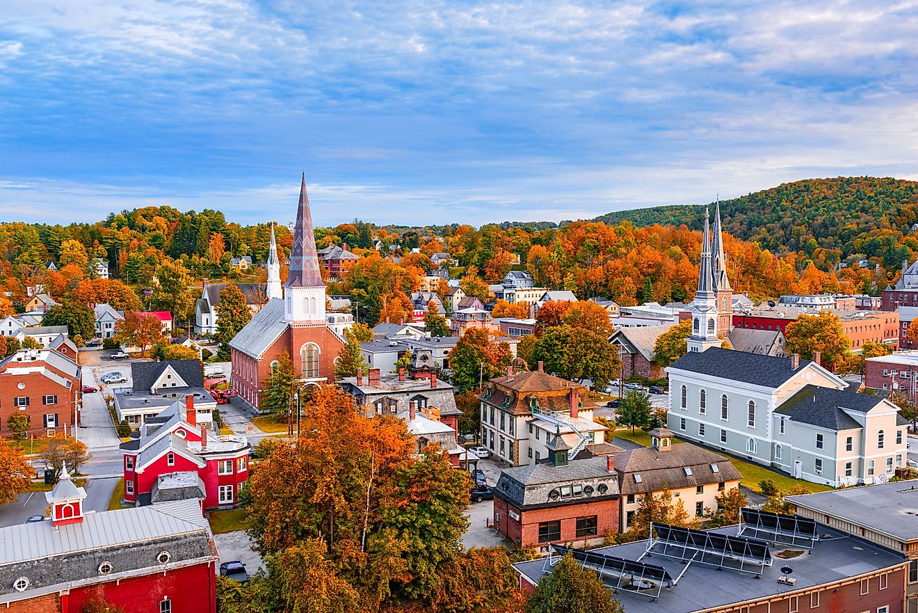 The cityscape of Montpelier, Vermont.