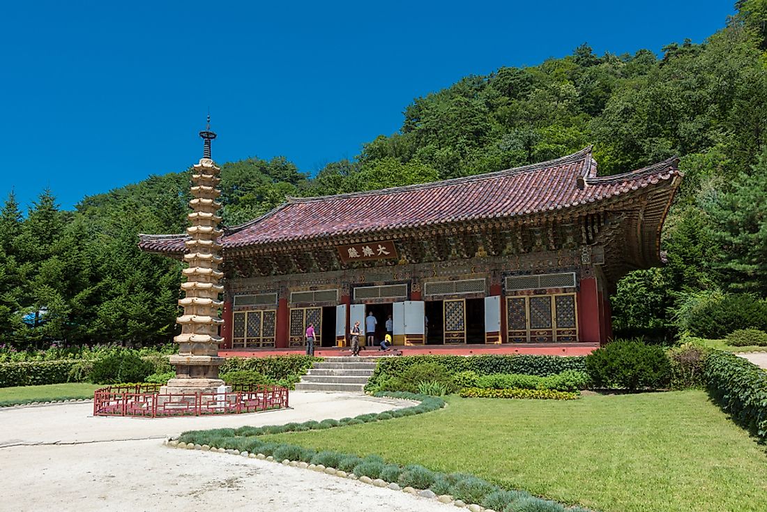 Pohyon, an ancient Buddhist monastery found in Pyongyang, North Korea. Editorial credit: Kanokratnok / Shutterstock.com.