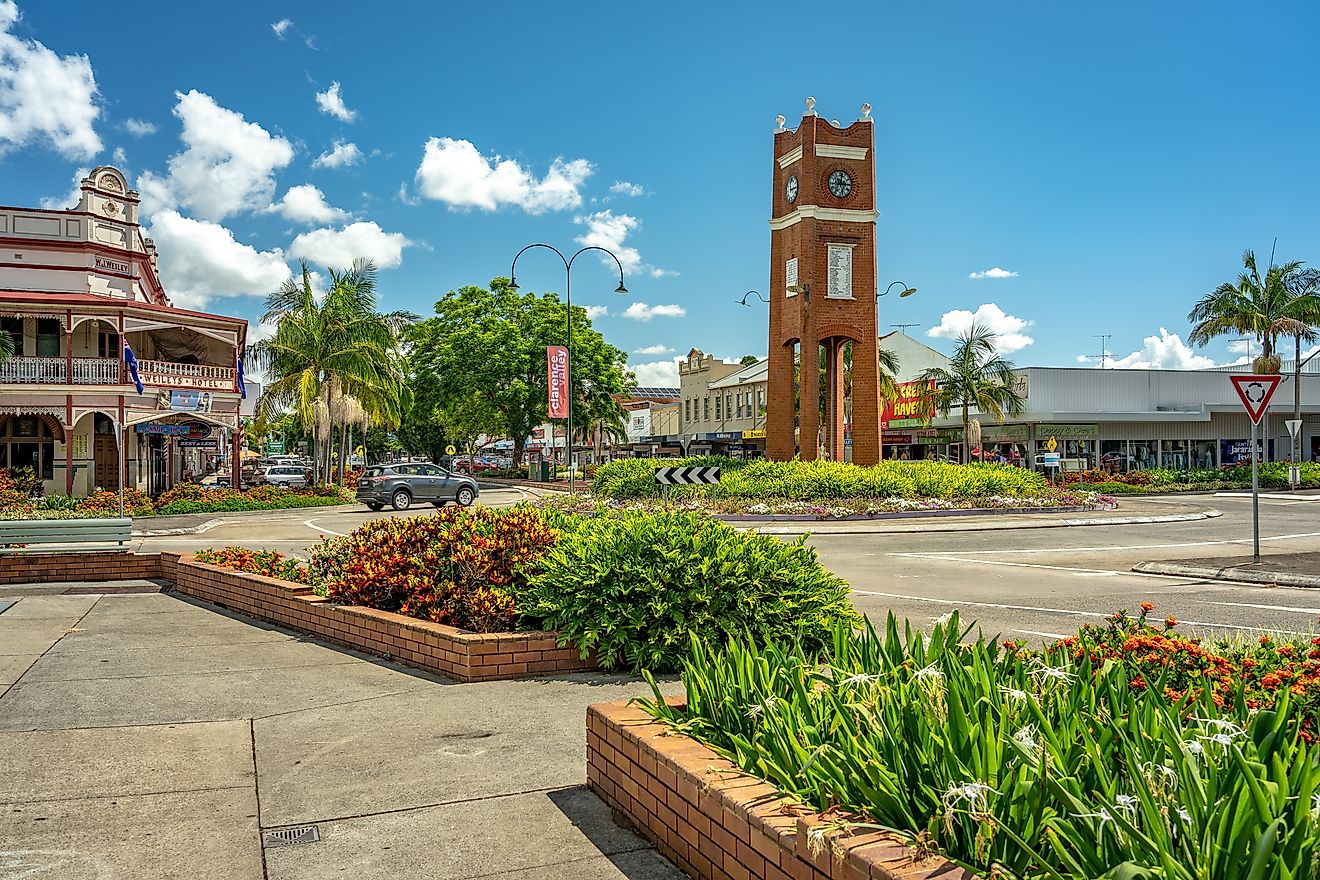 Grafton, New South Wales, Australia - Feb 10, 2023: Historical town centre clock tower