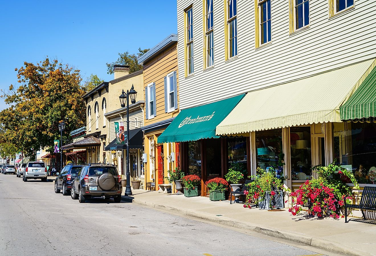 Midway, Kentucky's picturesque Main Street, is famous for its boutiques and restaurants. Image credit Alexey Stiop via Shutterstock