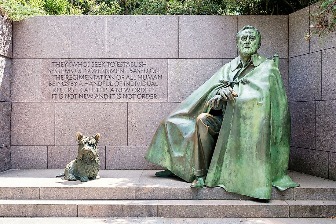 The Franklin Delano Roosevelt Memorial in Washington DC, USA.  Editorial credit: Kamira / Shutterstock.com
