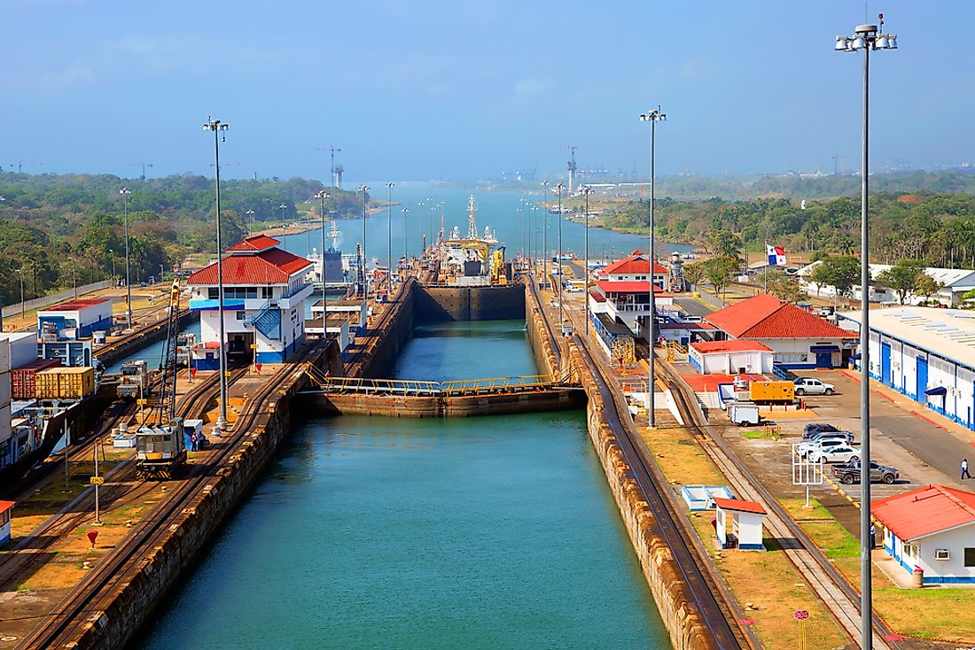 The Panama Canal lock is one of the world's largest. 
