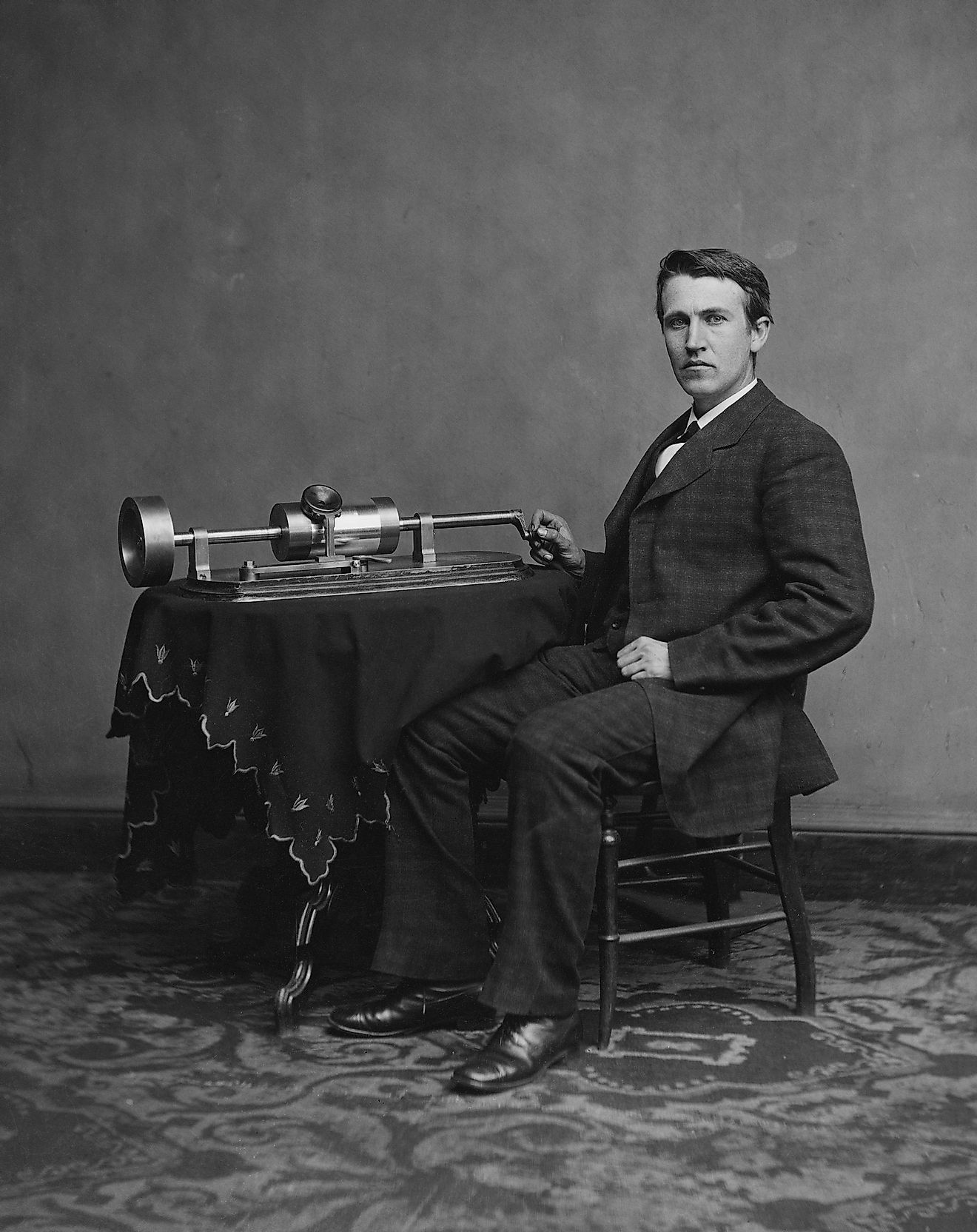 Thomas Edison With His Phonograph