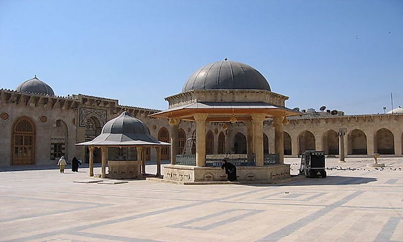 The Omayad Mosque courtyard in Aleppo, Syria