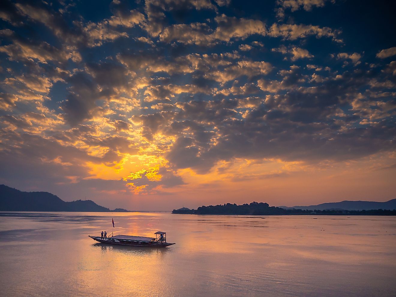Sunset on the Brahmaputra River