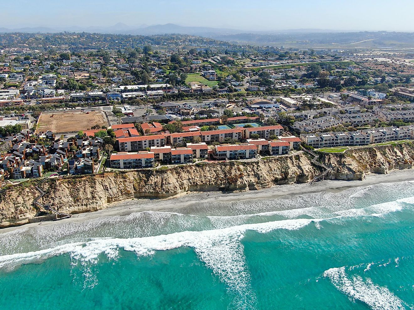 Aerial view of Solana Beach, California.