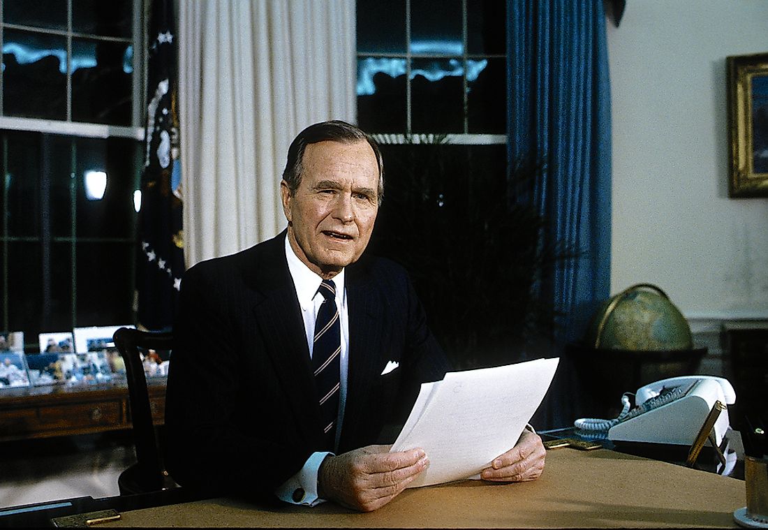 George Herbert Walker Bush while he was in the White House. Editorial credit: mark reinstein / Shutterstock.com. 