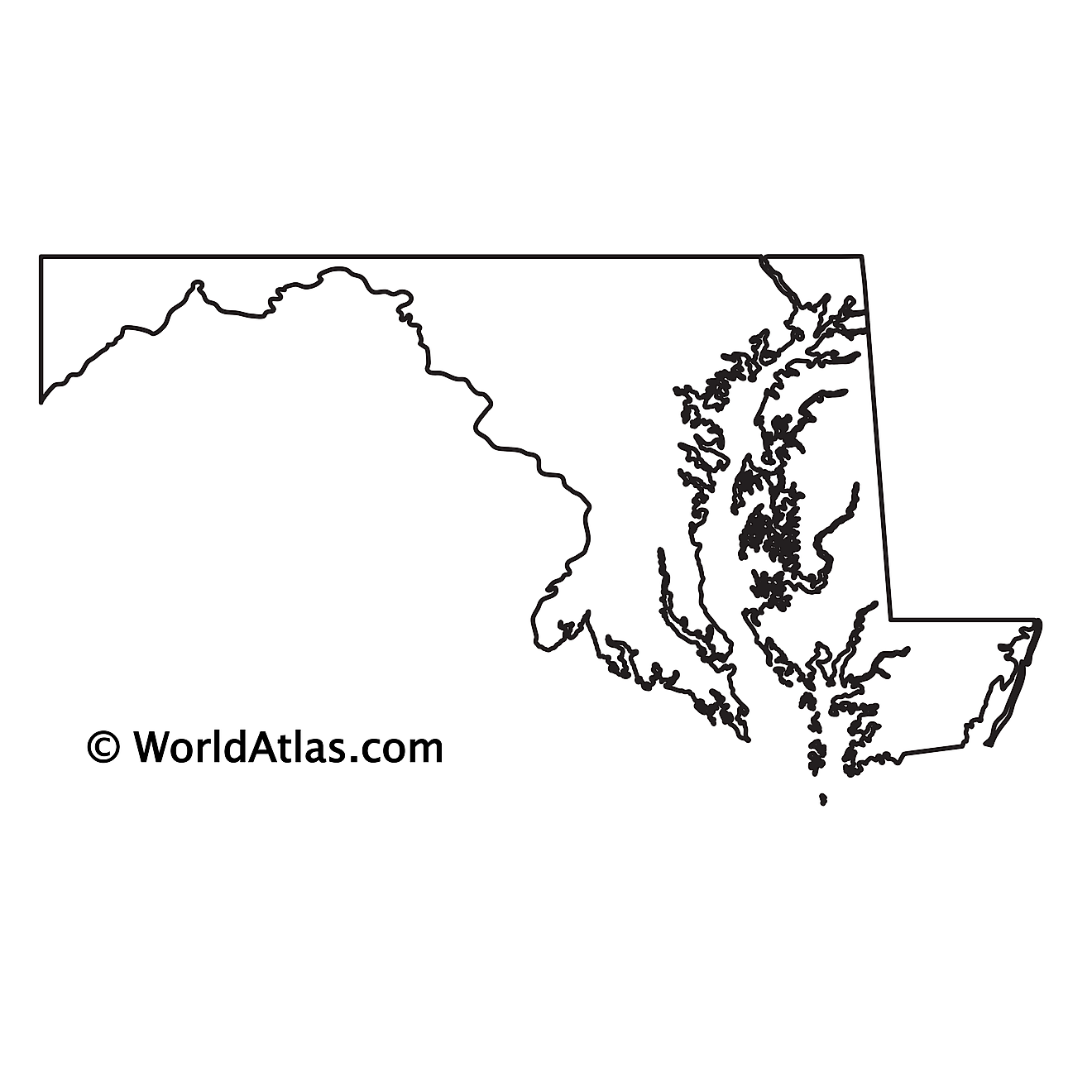Blank Outline Map of Maryland