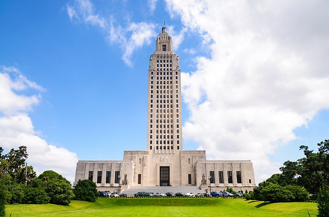 The Louisiana state capitol. 