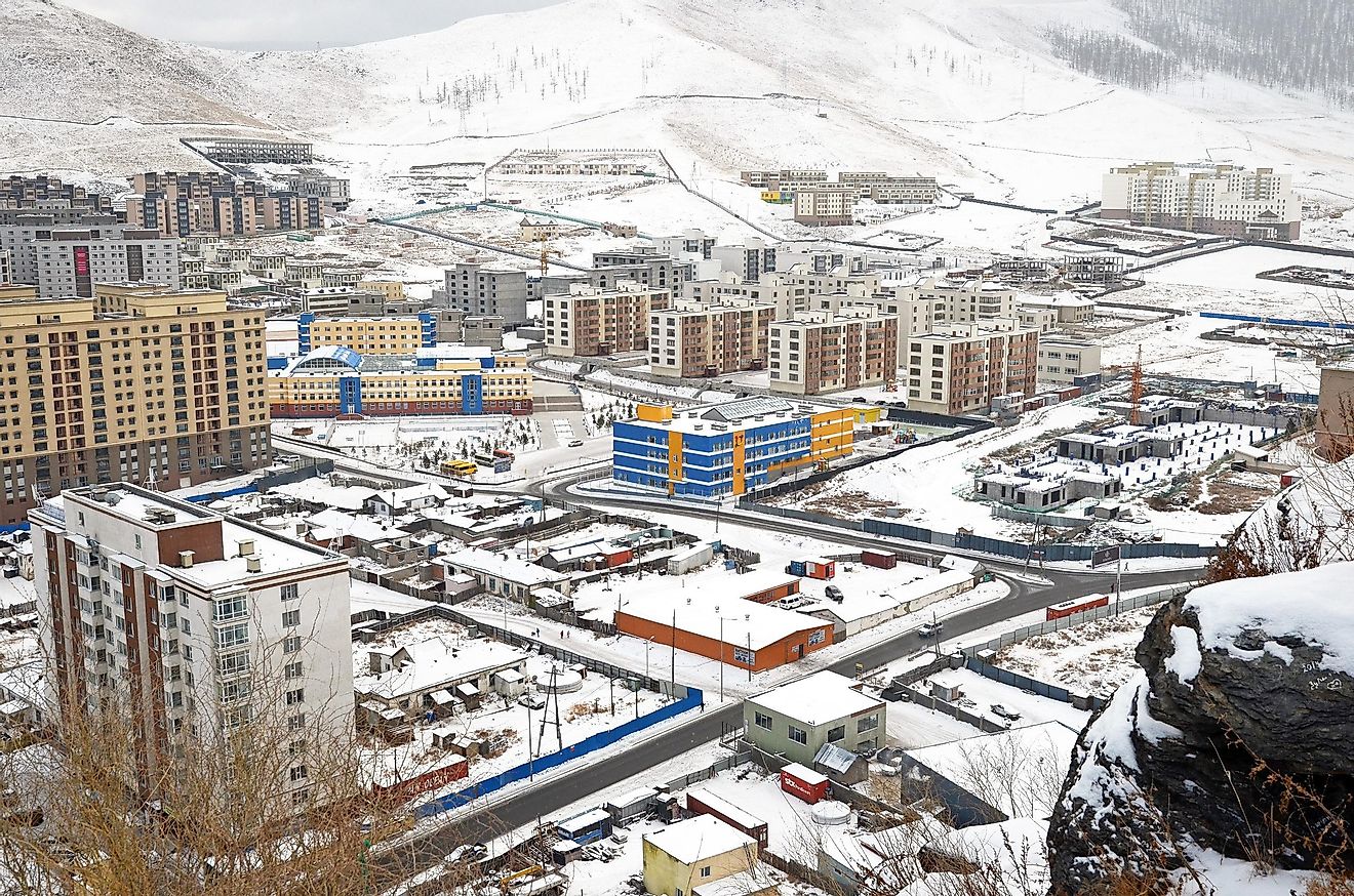 A winter scene in Ulaanbaatar, The Coldest Capital City In The World.