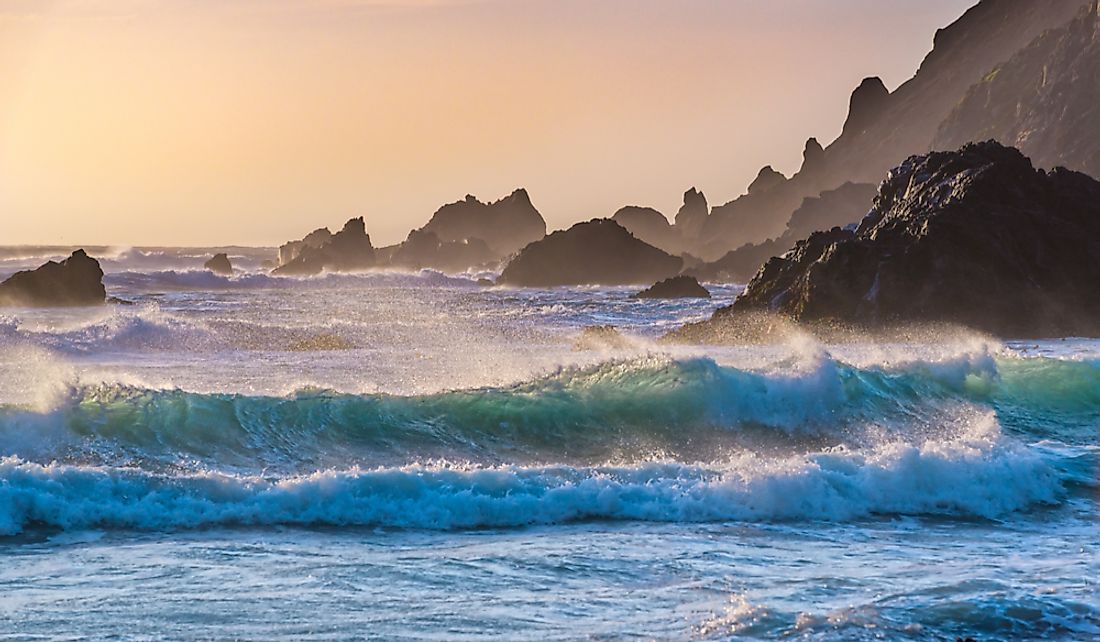 Waves at Pfeiffer Beach in Big Sur, California.