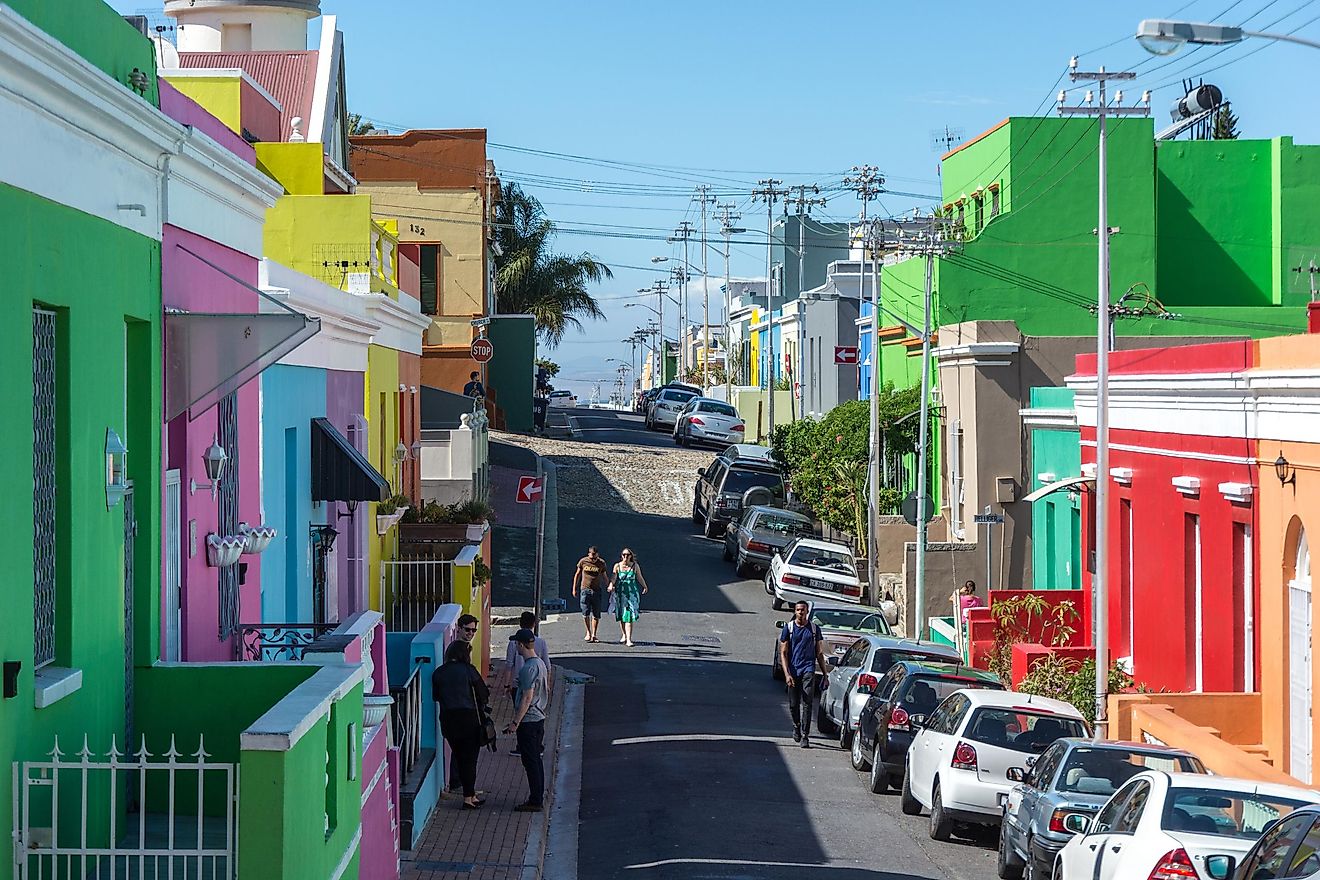 The Bo-Kaap in Cape Town, South Africa is known for its brightly painted houses