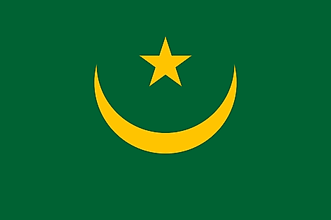 Green flag with gold crescent and 5-pointed star