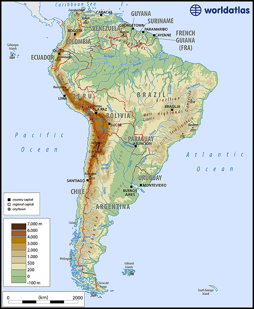 Map of South America 