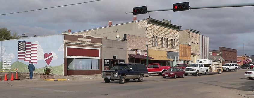 Downtown Valentine, Nebraska: west side of Main Street, looking northwest from about 2nd Street.