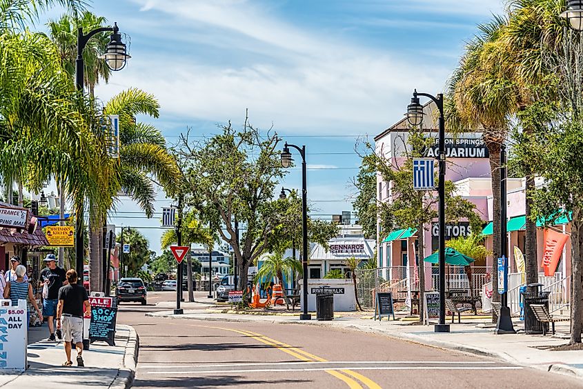 Busy street in Tarpon Springs, Florida