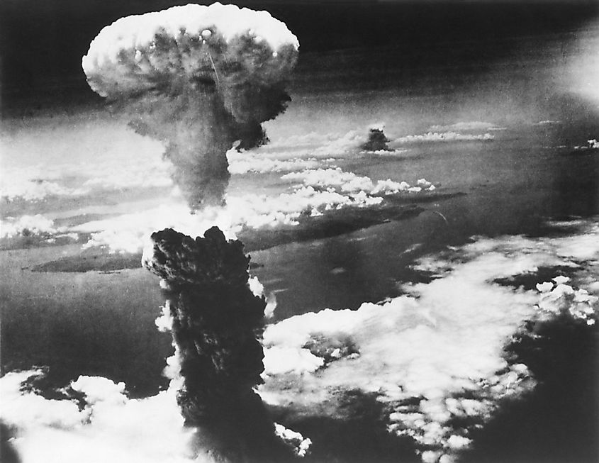 Mushroom Cloud of Atom Bomb exploded over Nagasaki, Japan, on August 9, 1945. Image by Everett Collection via Shutterstock.com
