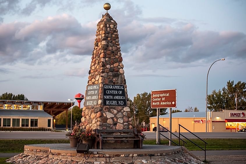 The Geographical Center of North America Obelisk in Rugby, North Dakota.