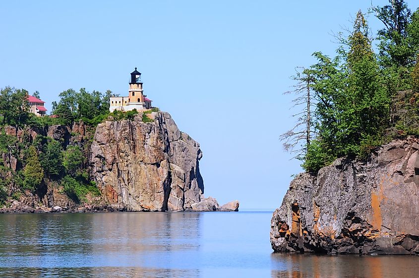 The Split Rock Lighthouse atop a cliff near Two Harbors, Minnesota.