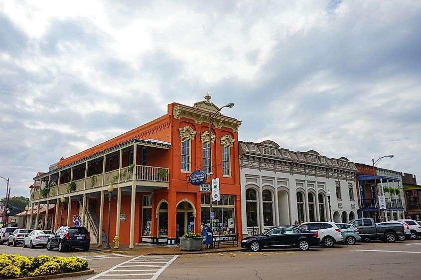 Buildings in downtown Oxford, Mississippi.