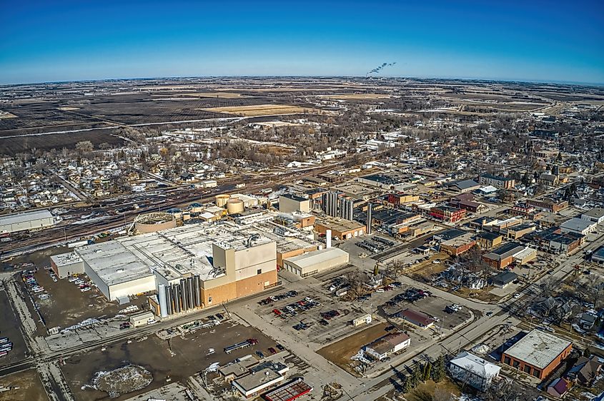 Aerial view of a dairy farm in Milbank, South Dakota.