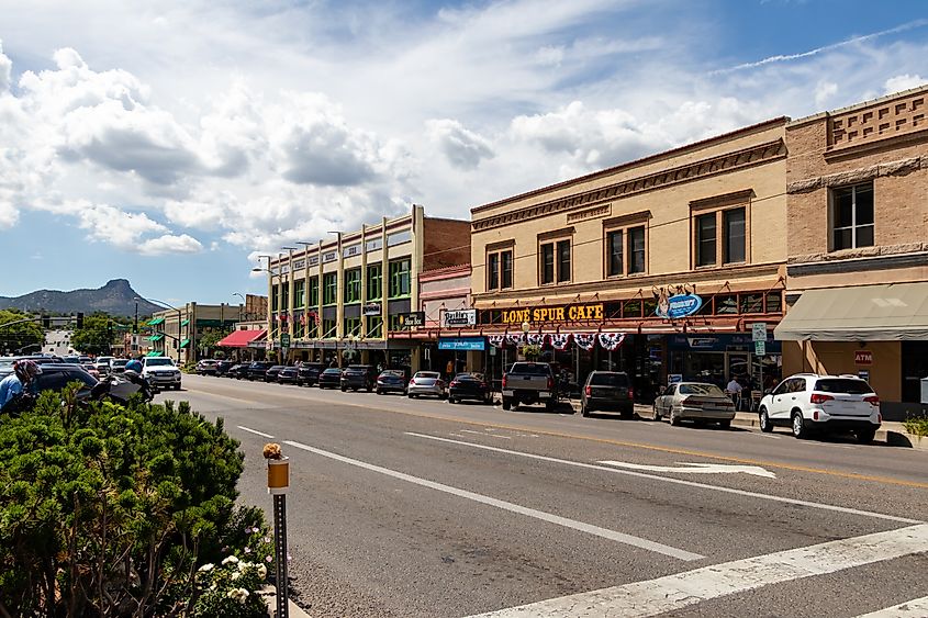 Gurley Street faces the Lone Spur Cafe on a beautiful summer day in Prescott, Arizona