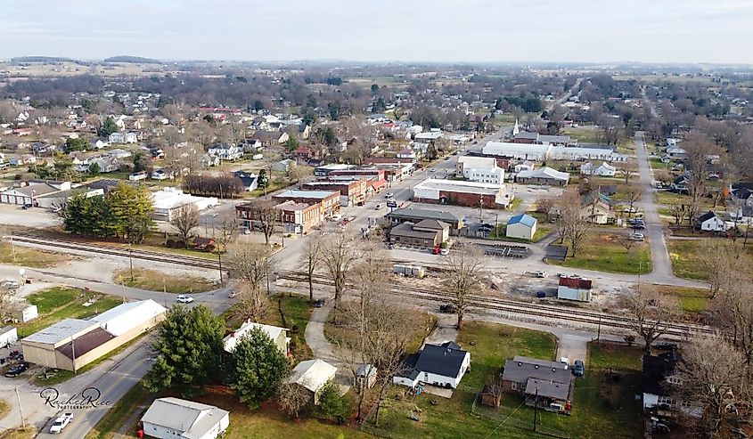 Aerial view of Cave City, Kentucky