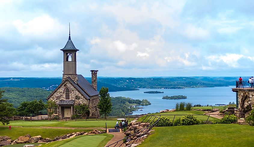 Stone church at top of the rock in Branson, Missouri