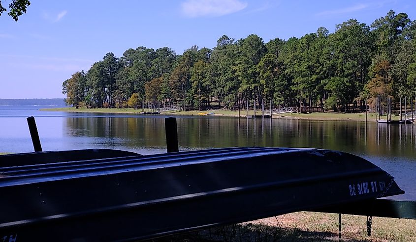 These are some rental boats at the South Toledo Bend State Park in Anacoco, Louisiana.
