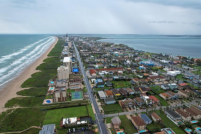 Aerial View of South Padre Island, Texas.