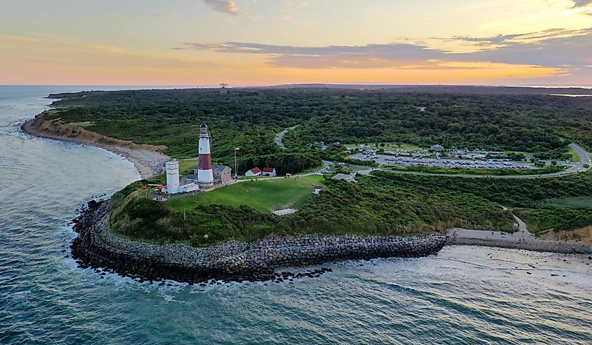 Aerial view of Montauk Lighthouse.