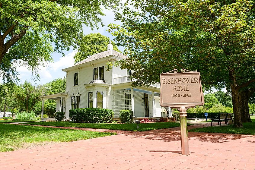 The house where President Eisenhower used to live in Abilene, Kansas. Editorial credit: spoonphol / Shutterstock.com