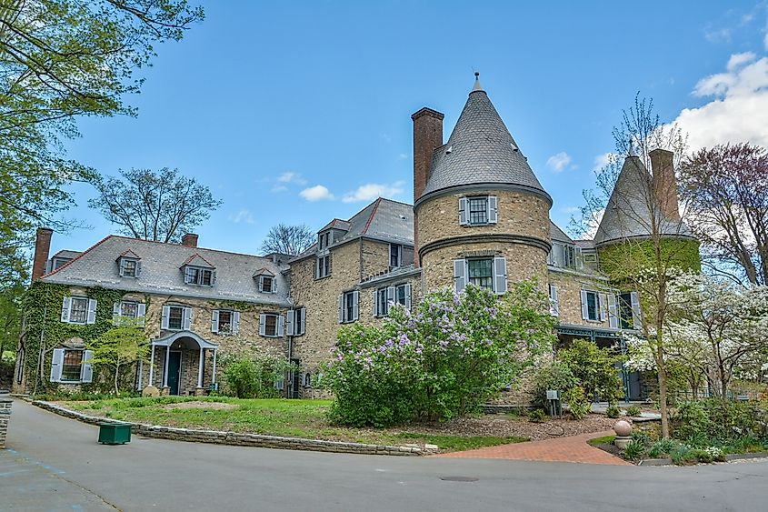 French chateau-style home of the Grey Towers National Historic Site in Milford, PA. Editorial credit: Alizada Studios / Shutterstock.com