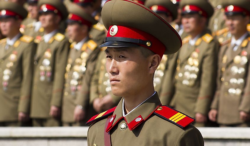 North Korean soldier at the military parade in Pyongyang
