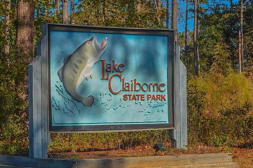 The Sign for Lake Claiborne State Park in Homer, Claiborne Parish, Louisiana