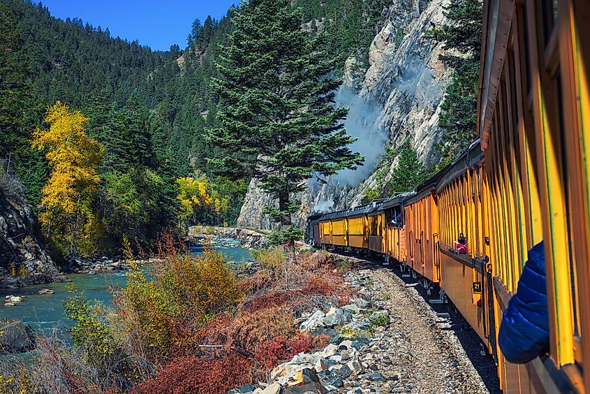 Historic steam engine train travels from Durango to Silverton.