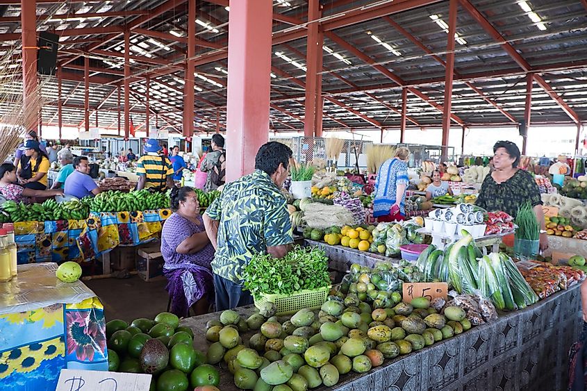 People at the Fugalei fresh produce market in Samoa, via corners74 / Shutterstock.com