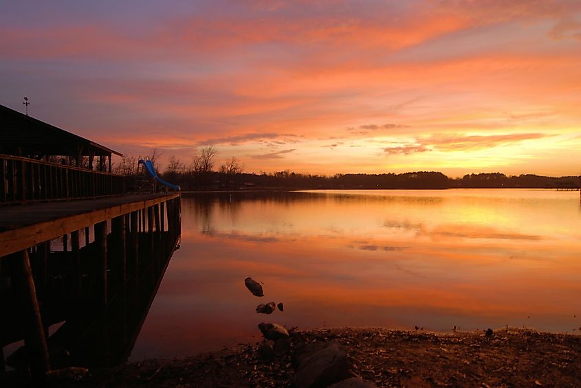 Sunrise at Lake Weiss near Cedar Bluff, Alabama.