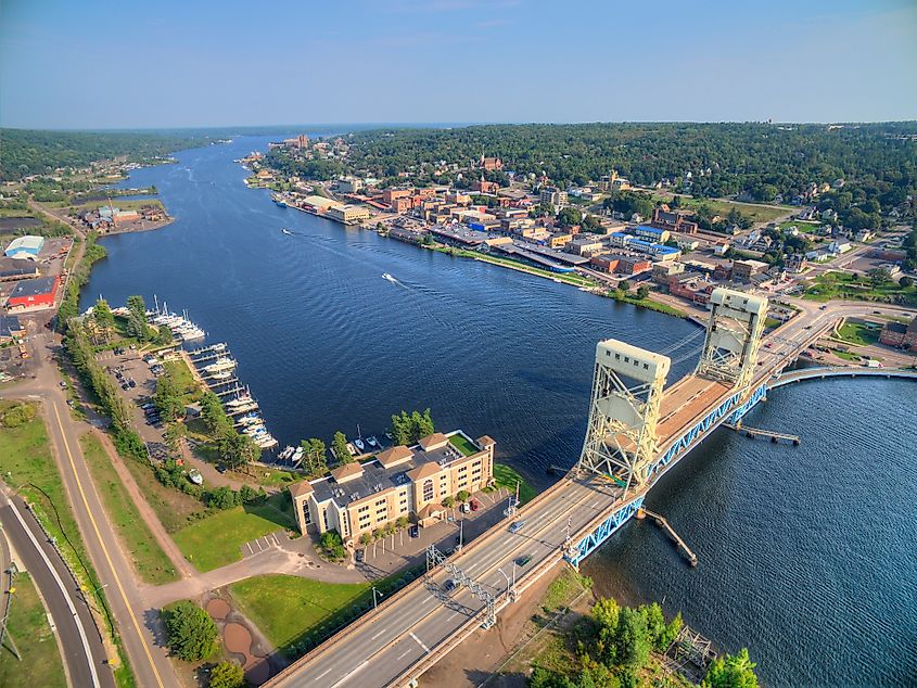 Aerial view of Houghton, Michigan.