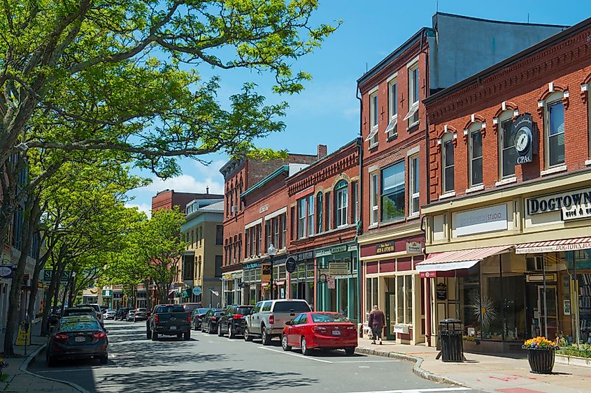 Historic commercial buildings on Main Street in downtown Gloucester