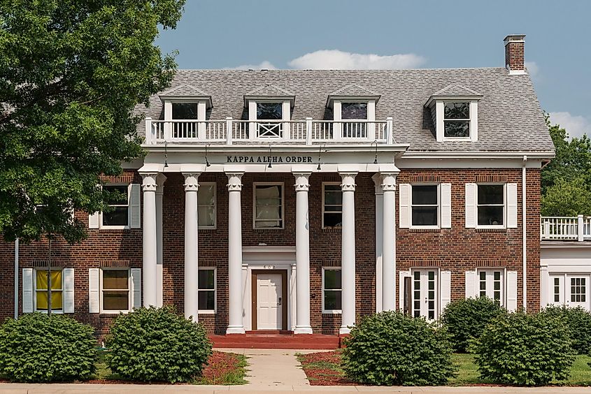 A fraternity house on the campus of Westminster College, Fulton, Missouri.