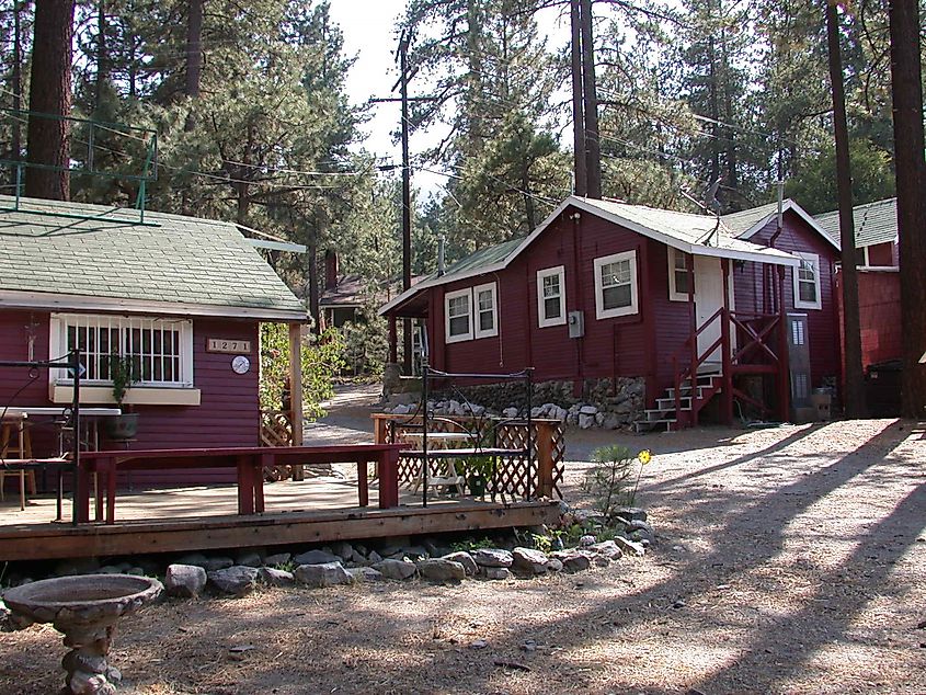 Wood cabin houses in Wrightwood