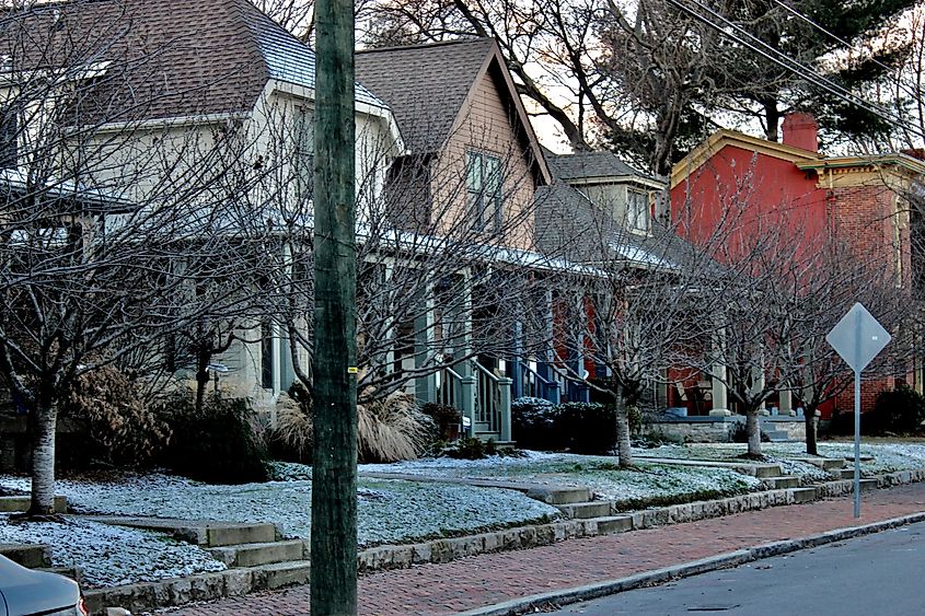 Houses along a street in Germantown, Tennessee.